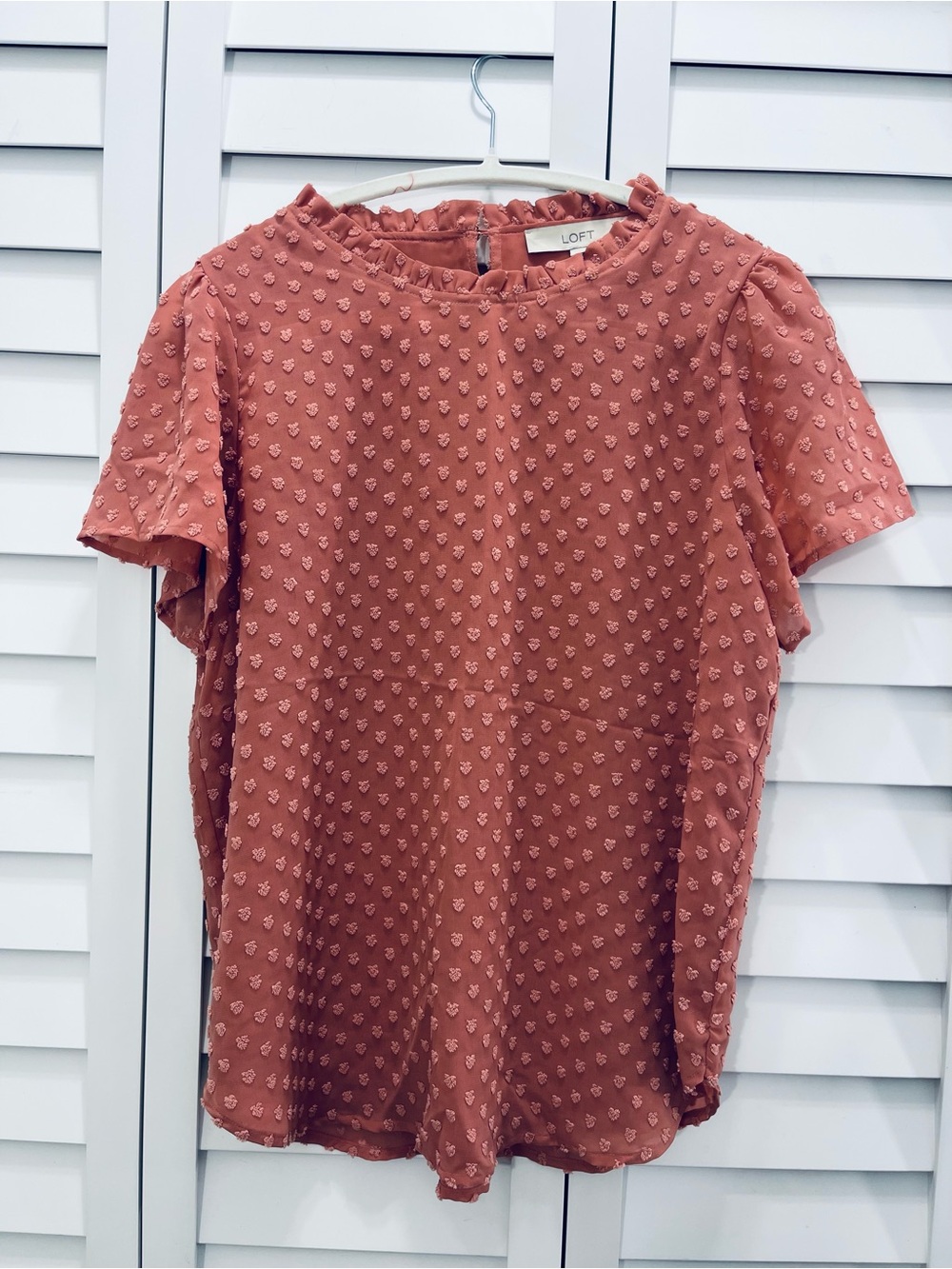 LOFT Textured Dot Short Sleeve Top - Dusty Rose/Terracotta